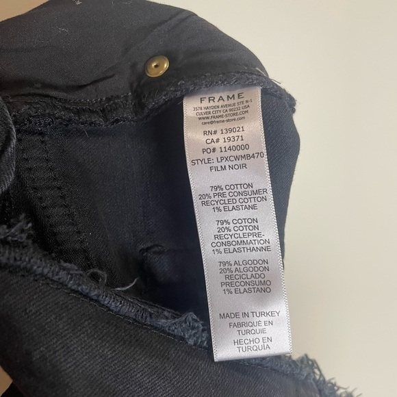 FRAME Le Pixie Cutoff Waist Slit Hem Mini Boot Jeans Film Noir Size 25 - Picture 11 of 11